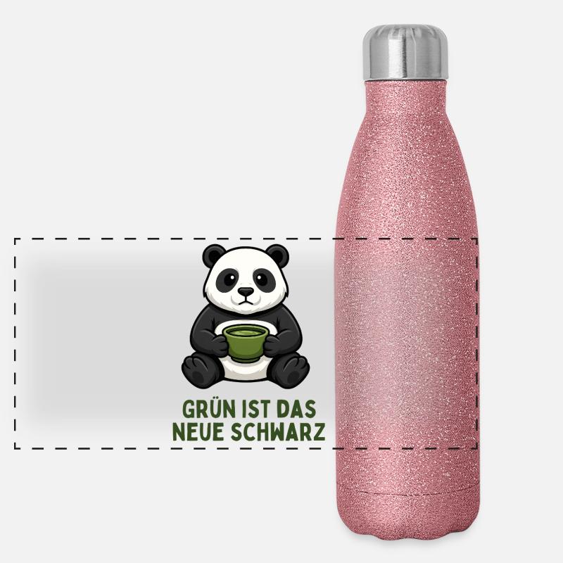 Panda Coffee Time Boisson au thé vert Gourde isotherme panoramique pailletée 500 ml