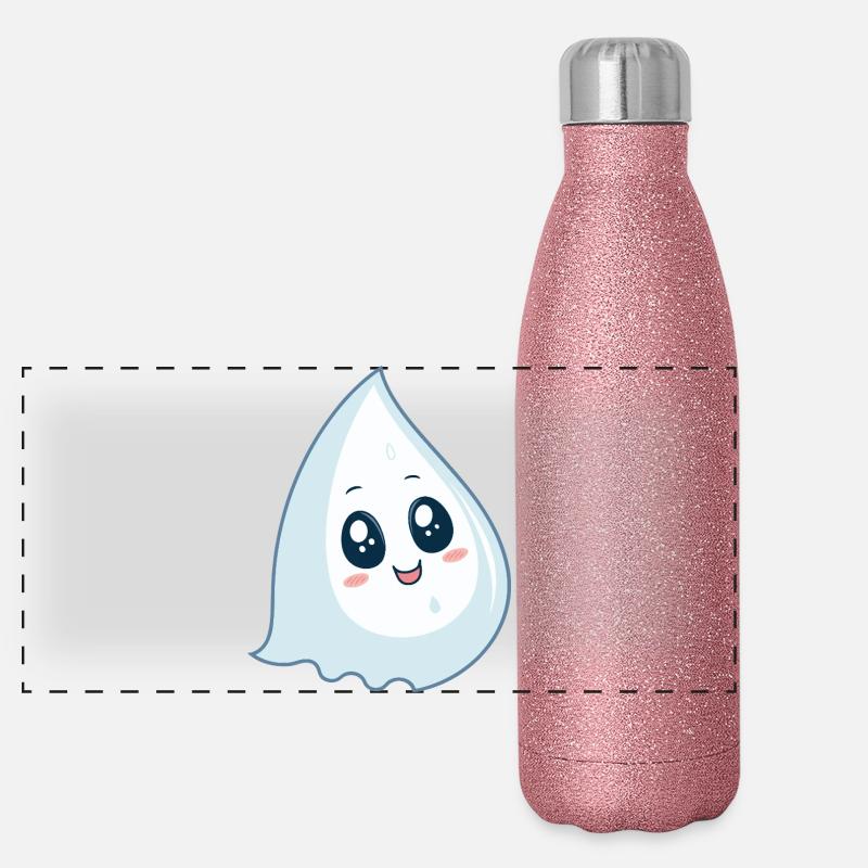 Drop kawaii blaues Lächeln Panorama Glitzer Isolierflasche 500 ml