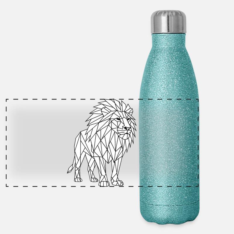 Geometric Lion Polygon Style Panoramic Glitter Thermal Bottle 500 ml