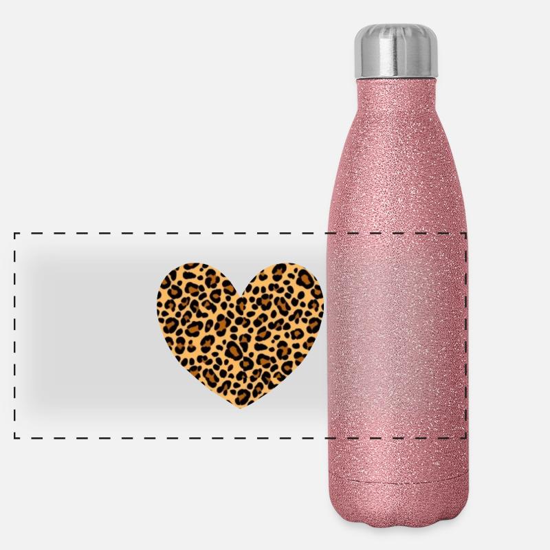 Herz Muster Leopard Geschenk Panorama Glitzer Isolierflasche 500 ml