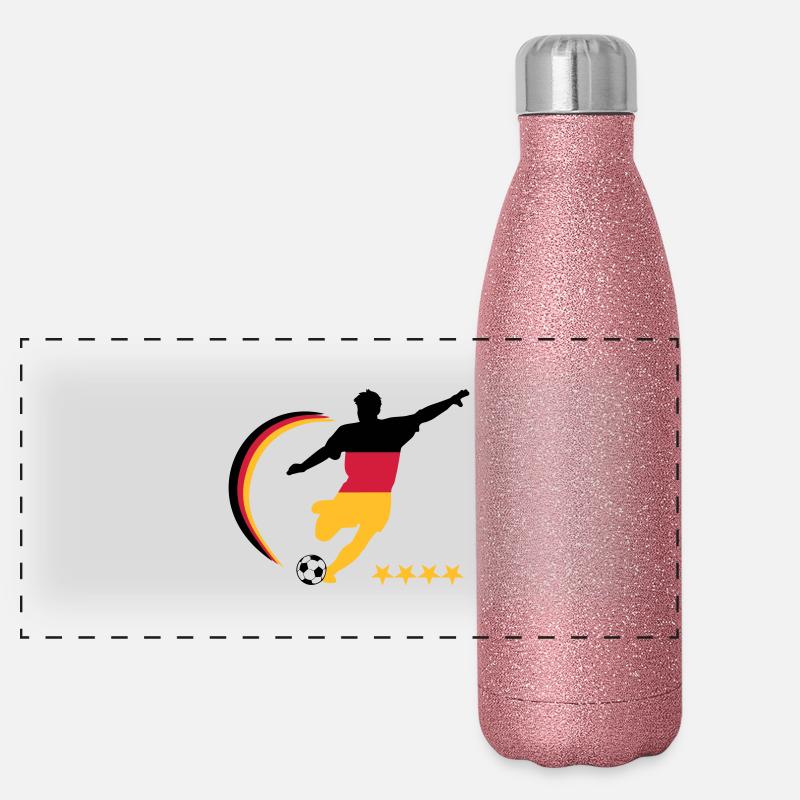 Soccer Player Germany, colors freely selectable Panoramic Glitter Thermal Bottle 500 ml