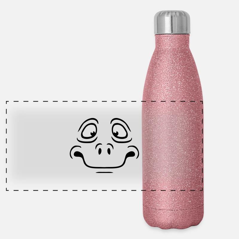 Insecure Anxious Comic Cartoon Face Panoramic Glitter Thermal Bottle 500 ml