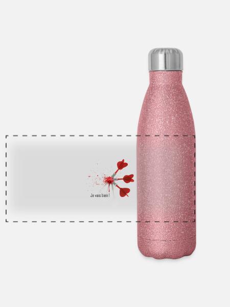 DARTS - Gourde isotherme panoramique pailletée 500 ml - paillettes roses - Devant