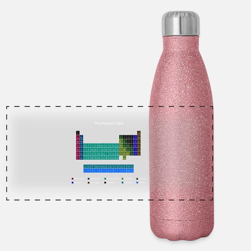Blau Stilvolle Periodensystems der Elemente Panorama Glitzer Isolierflasche 500 ml