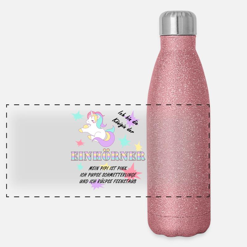 Die Königin der Einhörner! Panorama Glitzer Isolierflasche 500 ml