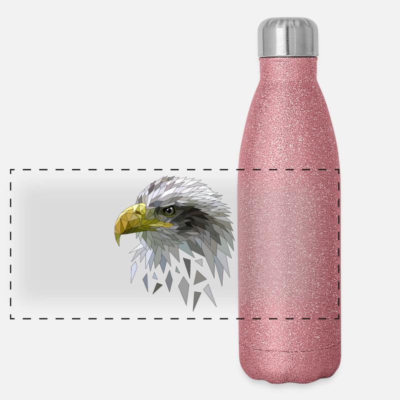 Pygargue à queue blanche low polygones géométriques Gourde isotherme panoramique pailletée 500 ml