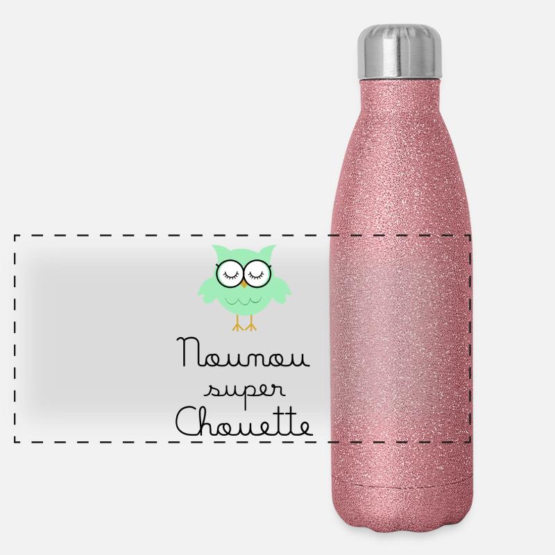 Kindermädchen große Eule Panorama Glitzer Isolierflasche 500 ml