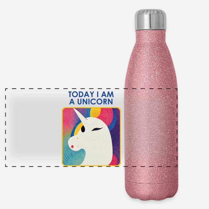 Licorne avec devise – Design unique Gourde isotherme panoramique pailletée 500 ml