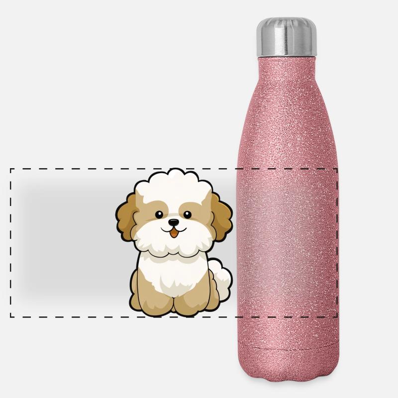 Chibi Pudel Pal Maskottchen Panorama Glitzer Isolierflasche 500 ml