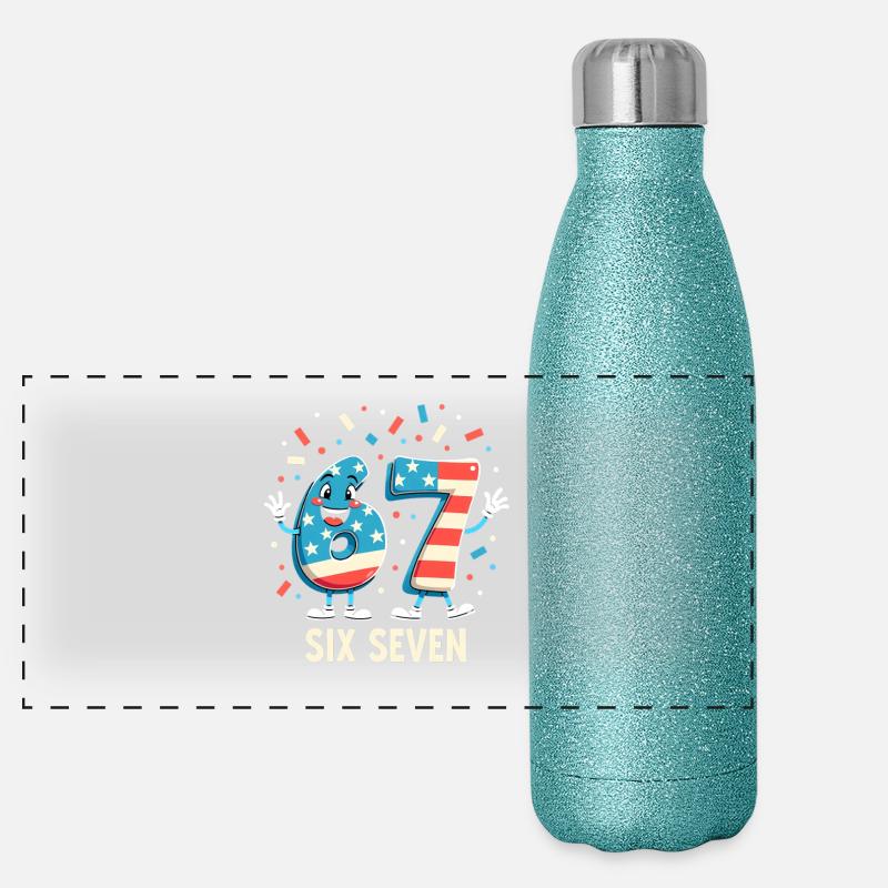 US Flag 67 Memes Six Seven Gourde isotherme panoramique pailletée 500 ml