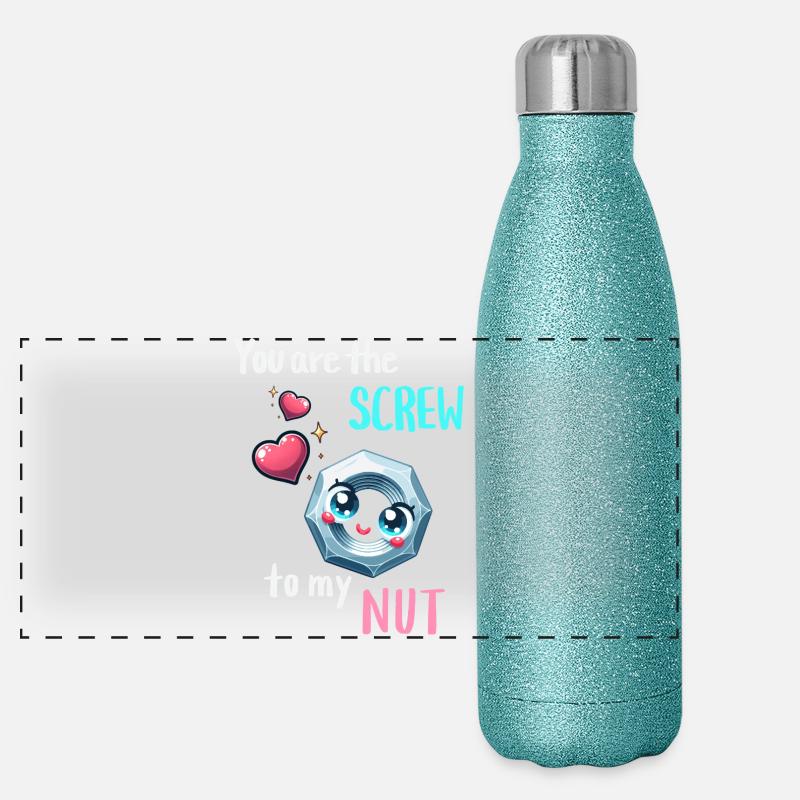 Funny Nut Bolts Pair Design Panoramic Glitter Thermal Bottle 500 ml