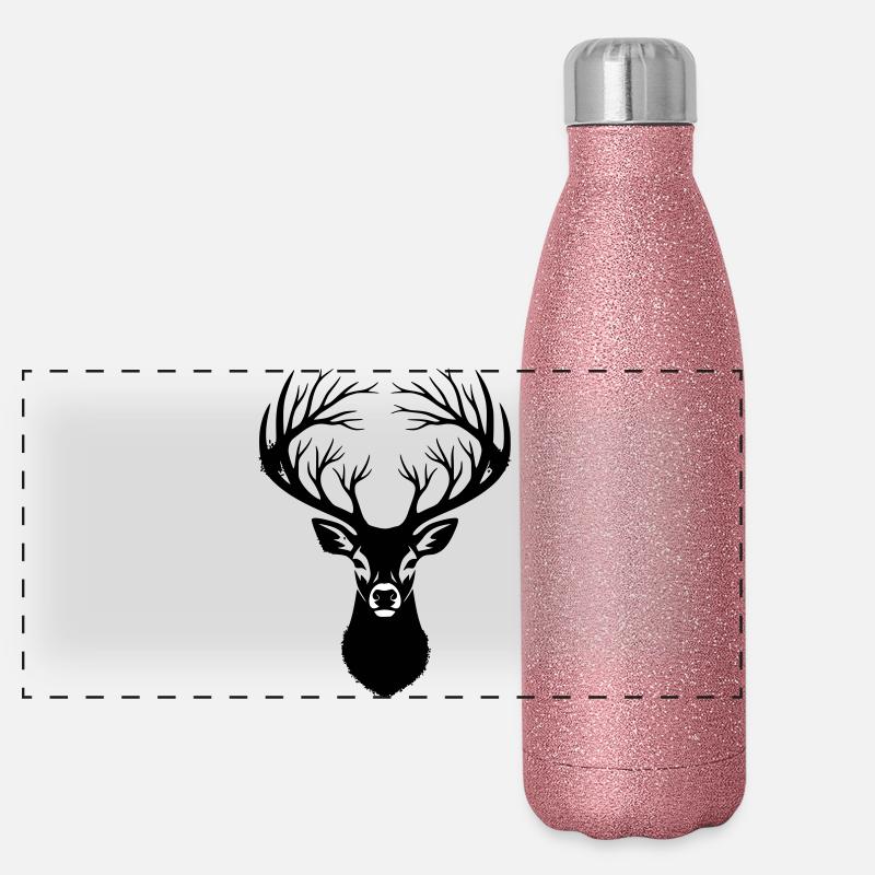Hirschkopf Geweih Silhouette Panorama Glitzer Isolierflasche 500 ml