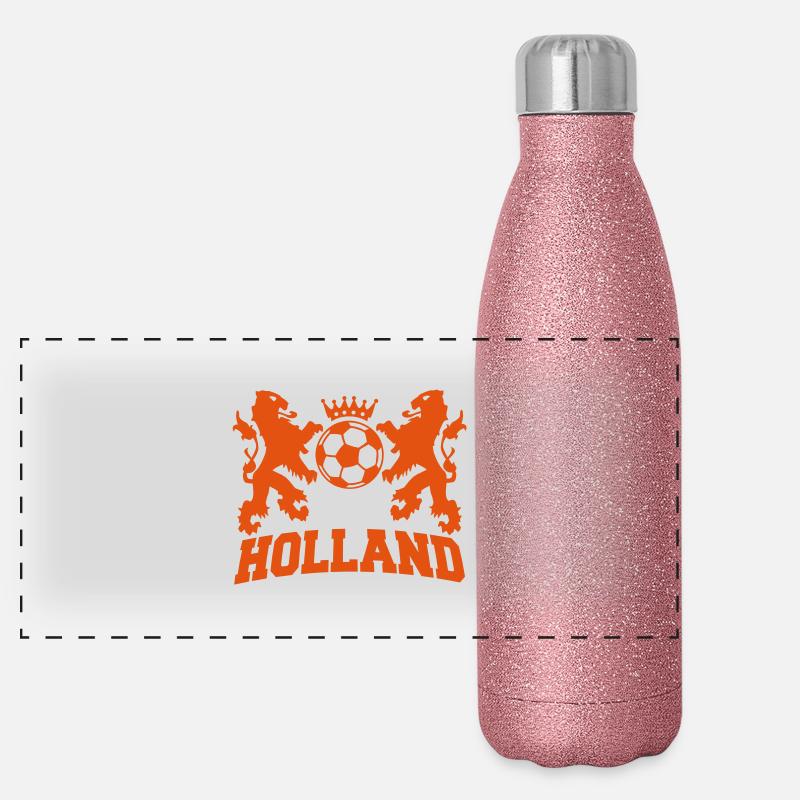 holland twee leeuwen voetbal en kroon Panoramic Glitter Thermal Bottle 500 ml