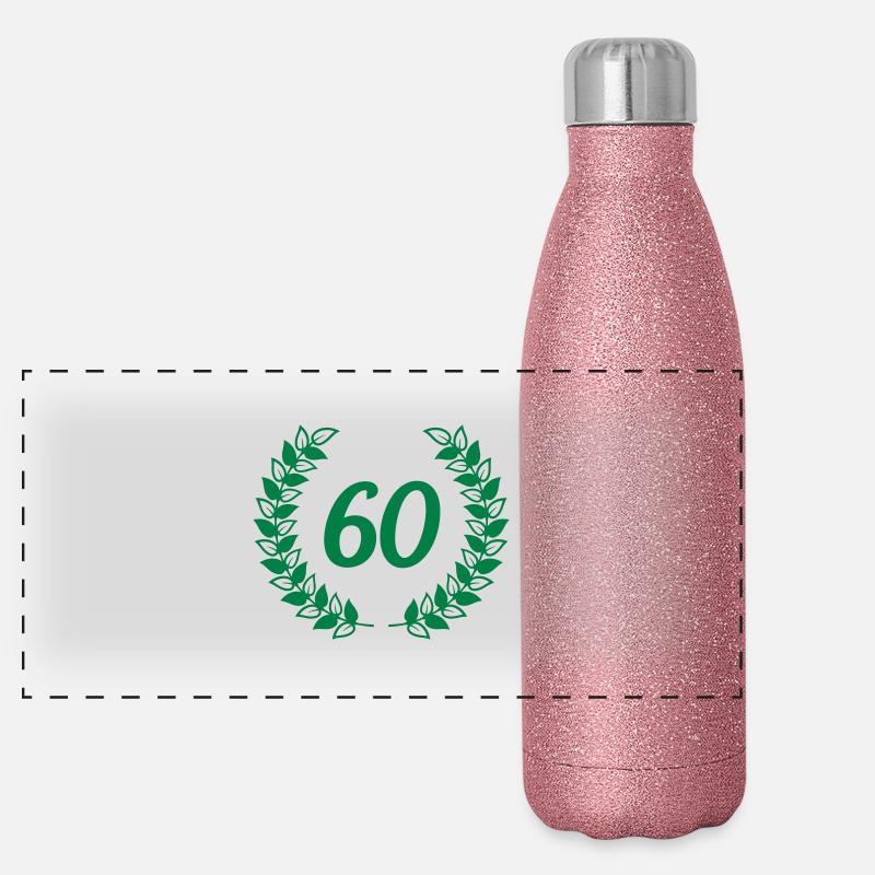 sechzigster Geburtstag Panorama Glitzer Isolierflasche 500 ml