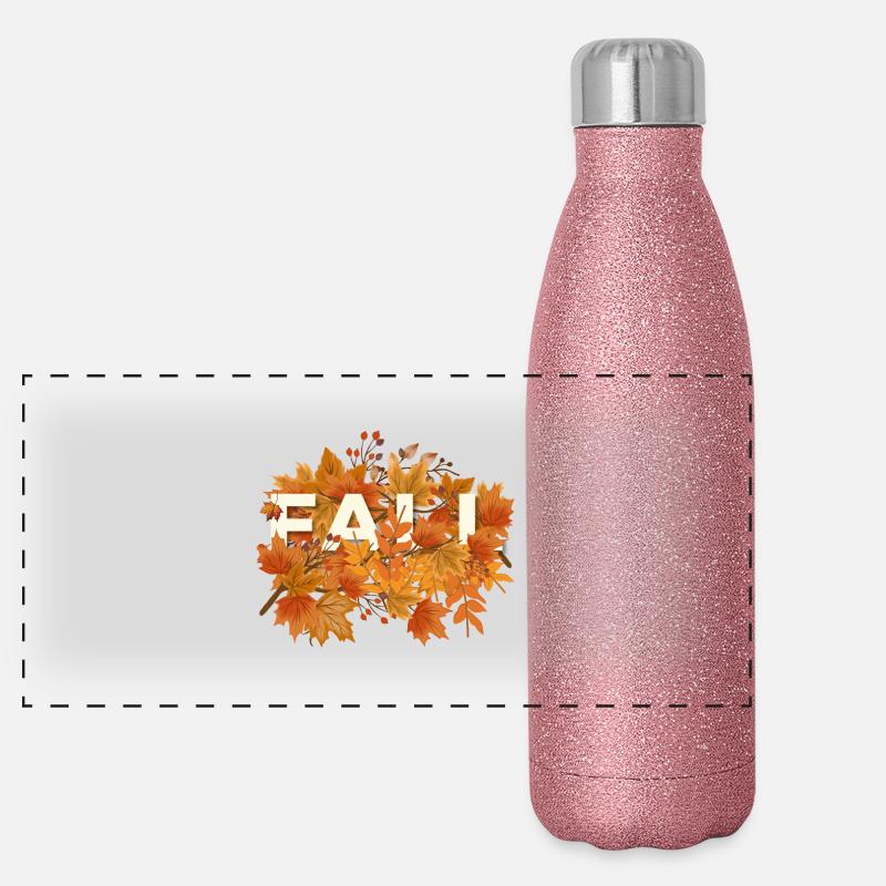Élégantes feuilles d’automne sur le thème de l’automne Gourde isotherme panoramique pailletée 500 ml