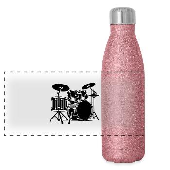 Contour des tambours - Gourde isotherme panoramique pailletée 500 ml - paillettes roses - Devant