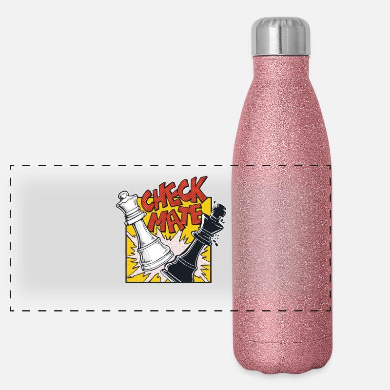 CHECKMATE (Schachmatt) Panorama Glitzer Isolierflasche 500 ml