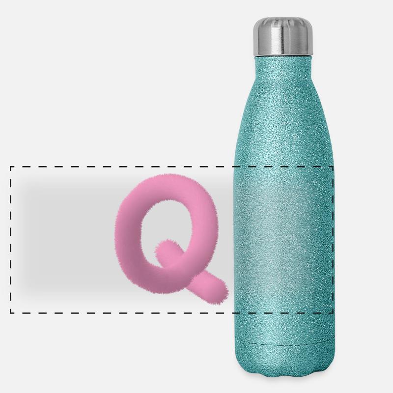 Fluffy Letter Q Panoramic Glitter Thermal Bottle 500 ml