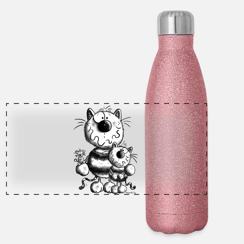Doux Famille Chat Gourde isotherme panoramique pailletée 500 ml
