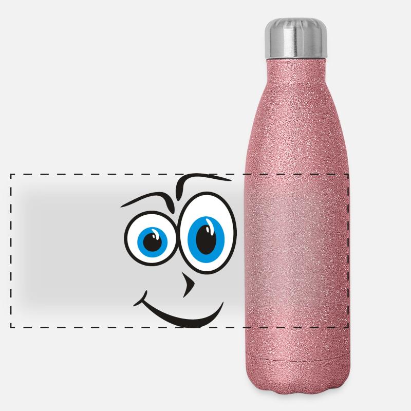 Curious Blue Eyes Face Panoramic Glitter Thermal Bottle 500 ml