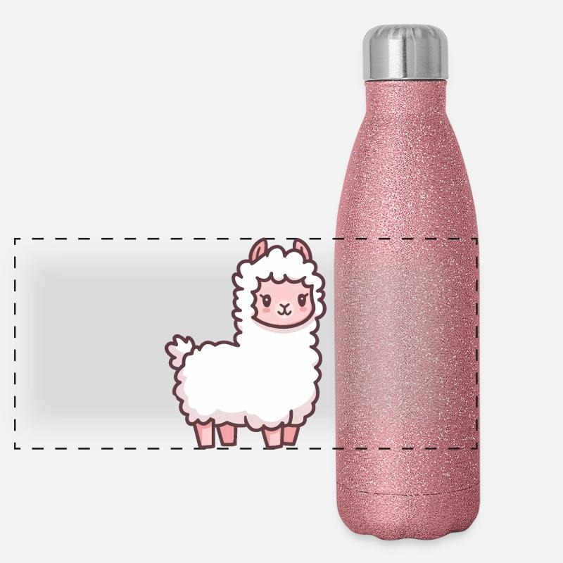 Dessin animé mignon de lama Gourde isotherme panoramique pailletée 500 ml