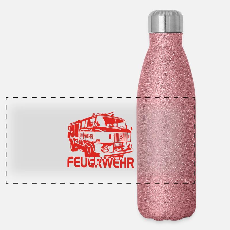 W50 Feuerwehr Spritze IFA Panorama Glitzer Isolierflasche 500 ml