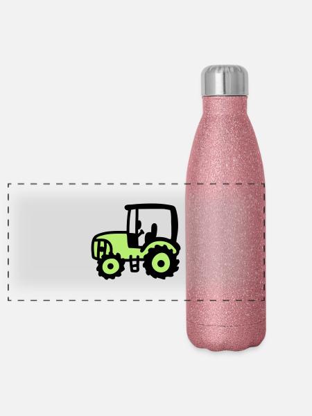 tracto - Gourde isotherme panoramique pailletée 500 ml - paillettes roses - Devant