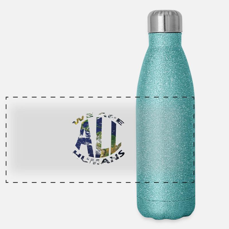 we are all humans weltkugel Panorama Glitzer Isolierflasche 500 ml