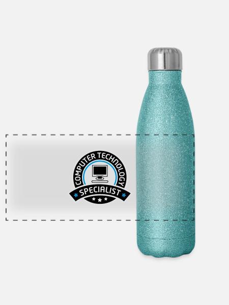 spécialiste de la technologie informatique - Gourde isotherme panoramique pailletée 500 ml - paillettes bleues - Devant