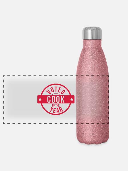 Voted Cook of the Year - Gourde isotherme panoramique pailletée 500 ml - paillettes roses - Devant