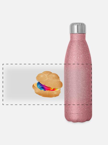 Illustration d’une bouffée à la crème colorée - Gourde isotherme panoramique pailletée 500 ml - paillettes roses - Devant