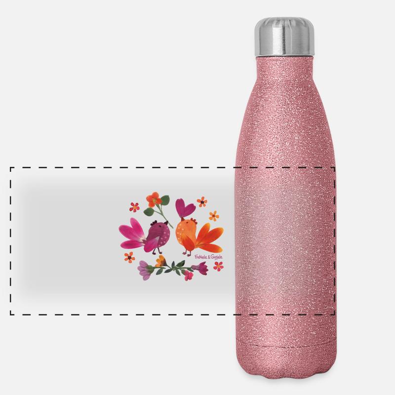 Flowering birds Panoramic Glitter Thermal Bottle 500 ml