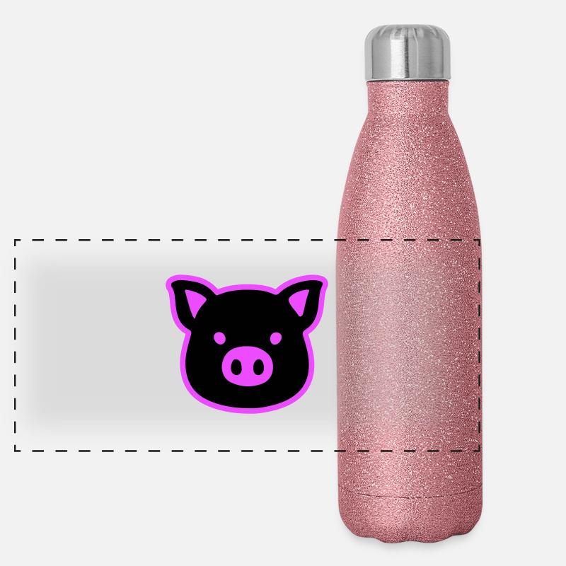 Pig Head Sow Panoramic Glitter Thermal Bottle 500 ml
