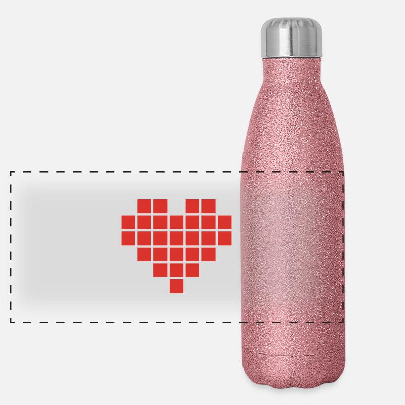 Pixel Love / pixel heart Panorama Glitzer Isolierflasche 500 ml