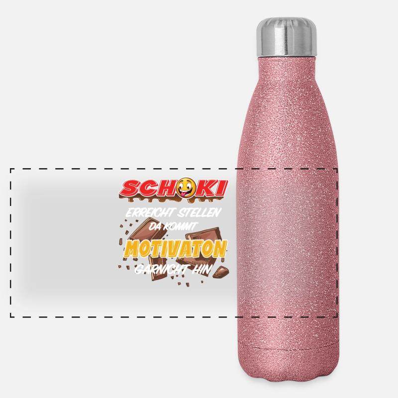 Schoki Motivation - Lustiger Schokoladen Spruch Panorama Glitzer Isolierflasche 500 ml