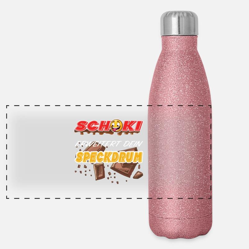 lustig witziger Schokoladen Schoki Spruch Panorama Glitzer Isolierflasche 500 ml