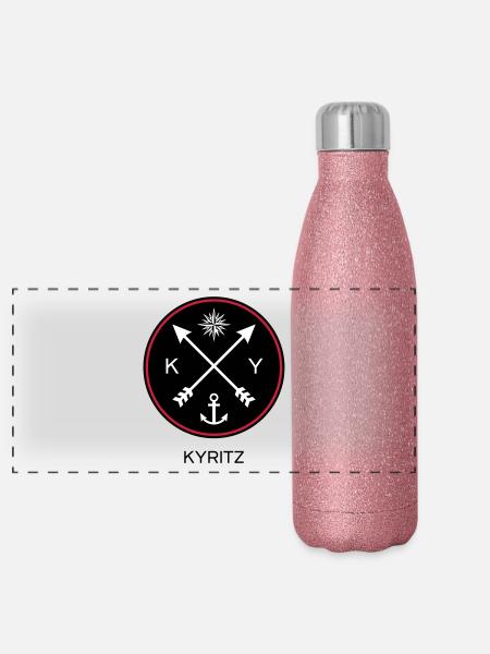 Ville hanséatique Kyritz au hochet - Gourde isotherme panoramique pailletée 500 ml - paillettes roses - Devant