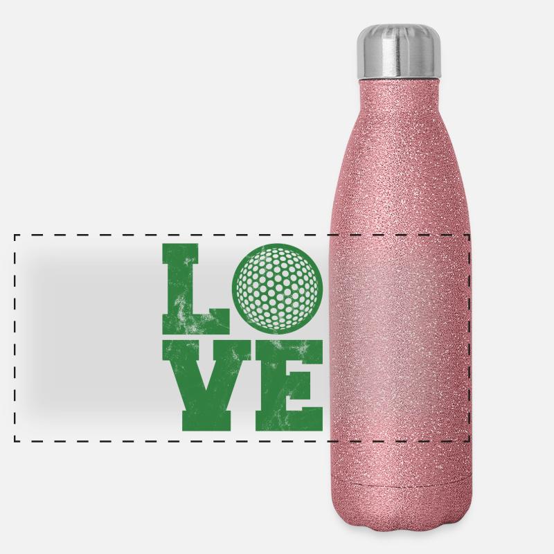Golf Caddy Golfplatz Putter Birdie Geschenk Tee Panorama Glitzer Isolierflasche 500 ml