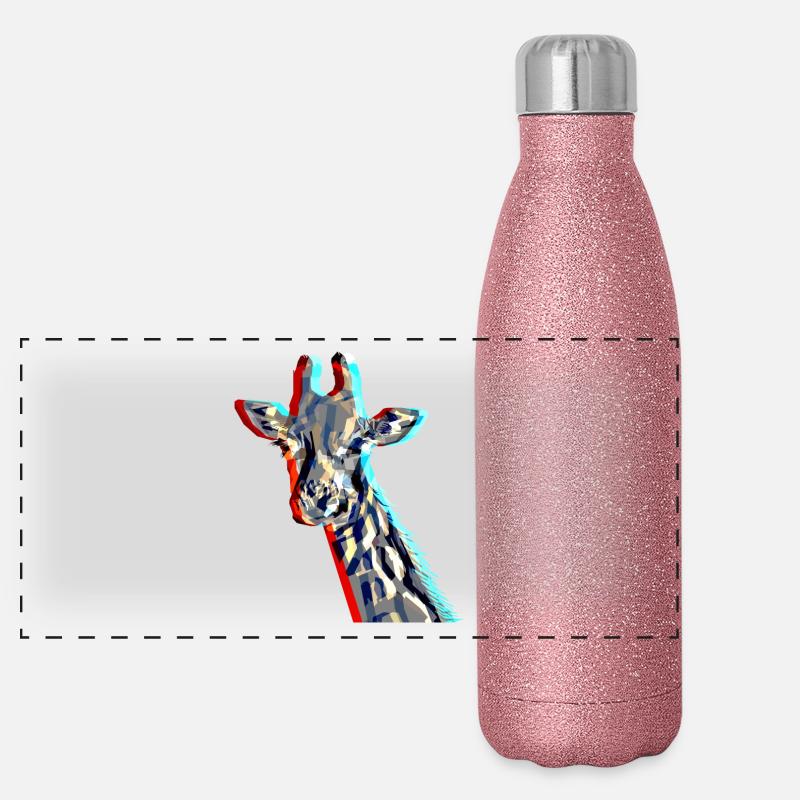 Girafe avec effet 3D Gourde isotherme panoramique pailletée 500 ml
