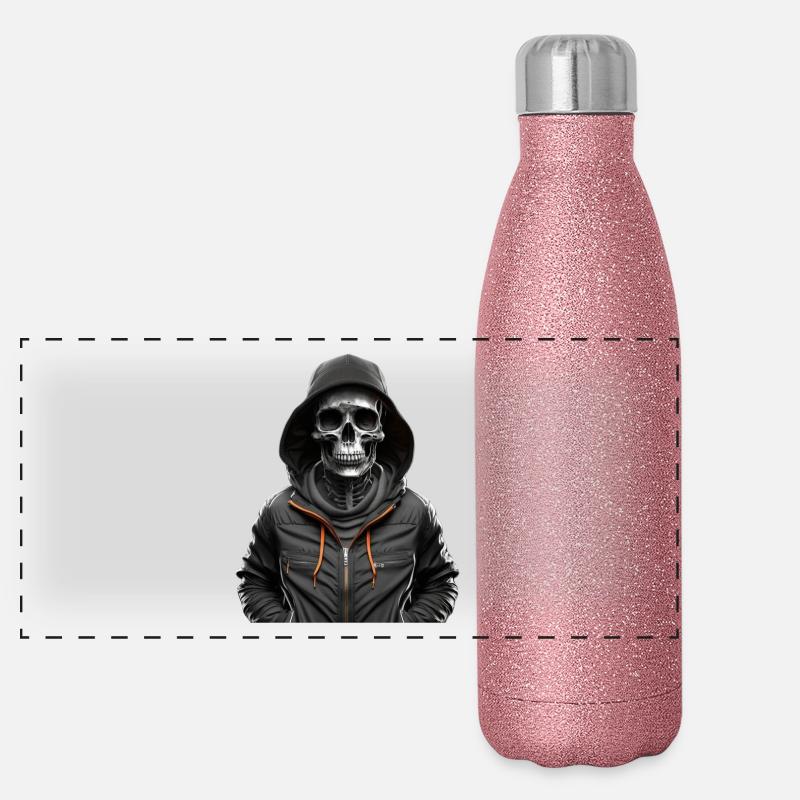 Skelett mit Pullover Panorama Glitzer Isolierflasche 500 ml