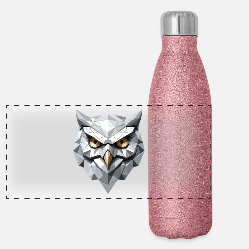 Eule Maske - Low Poly Design Panorama Glitzer Isolierflasche 500 ml