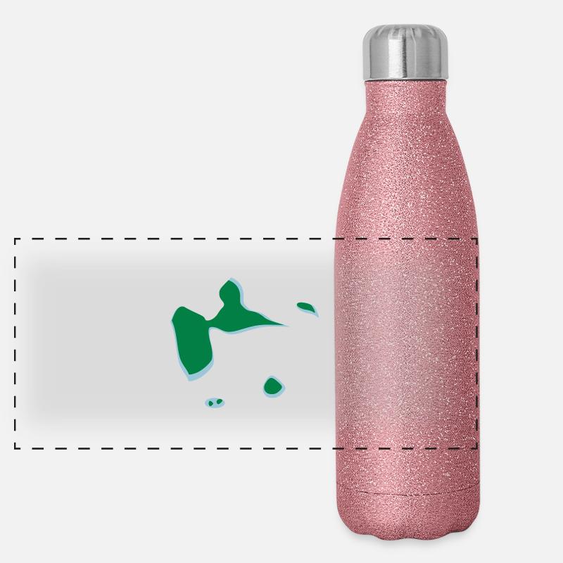 Guadeloupe - Panorama Glitzer Isolierflasche 500 ml - Pink Glitzer
