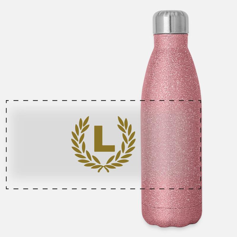 l_Buchstabe_Lorbeer Panorama Glitzer Isolierflasche 500 ml