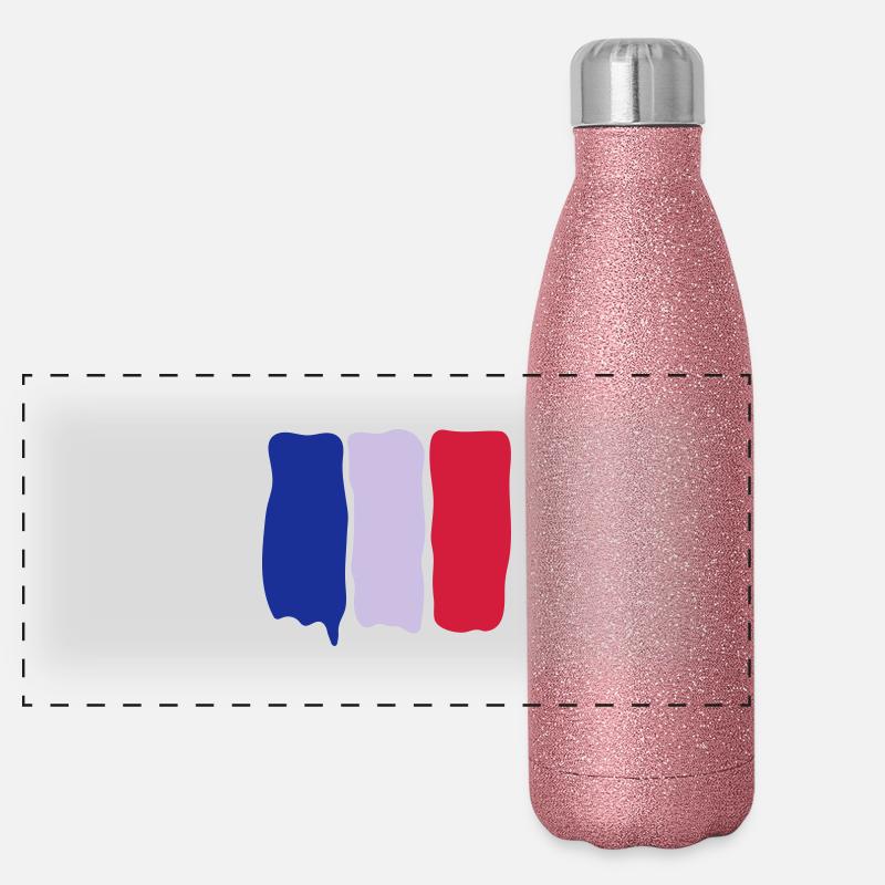 French flag runny paint Gourde isotherme panoramique pailletée 500 ml