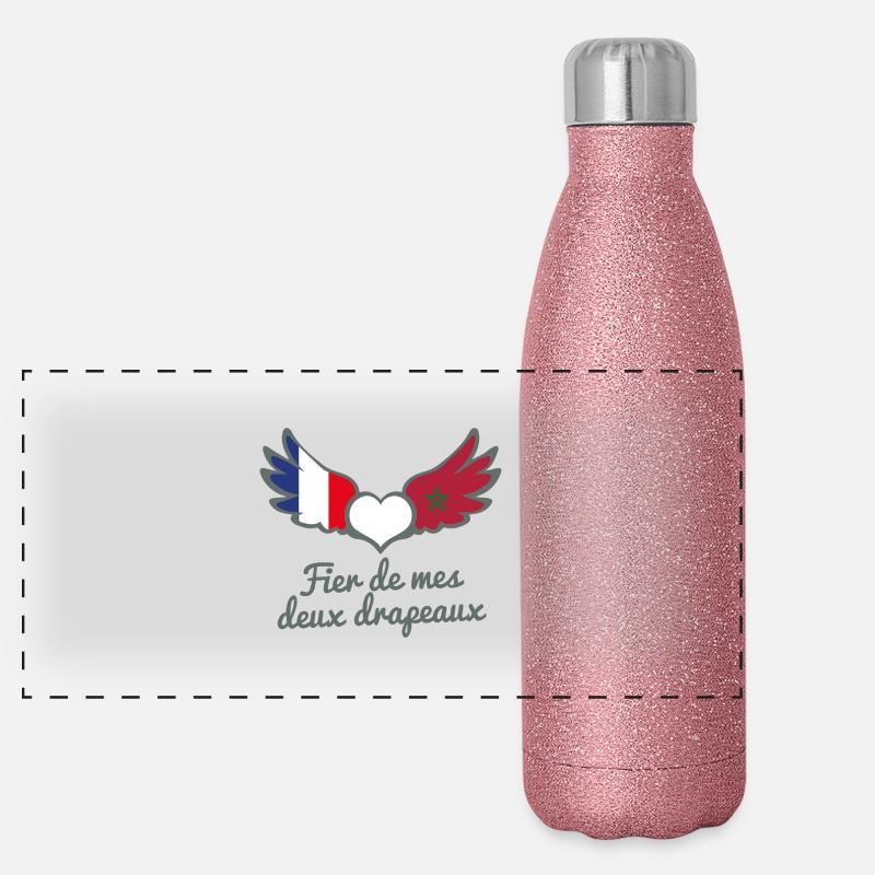 Binationalités France Maroc FrancoMarocain Gourde isotherme panoramique pailletée 500 ml