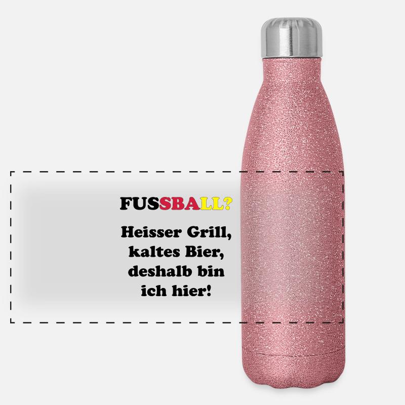 Fussball? Grillen & Bier! Panorama Glitzer Isolierflasche 500 ml