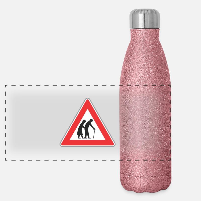 panneau routier personnes âgées rouge Gourde isotherme panoramique pailletée 500 ml