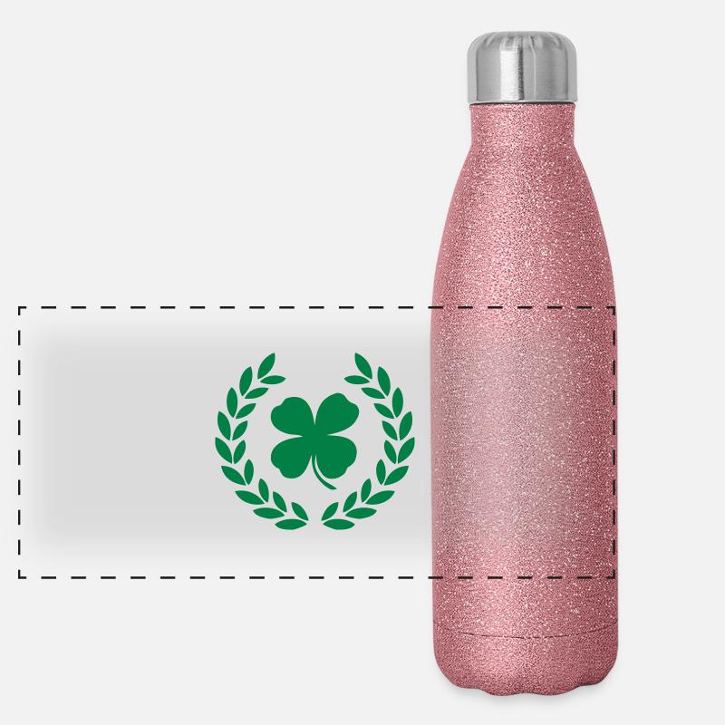 irish shamrock green Panorama Glitzer Isolierflasche 500 ml