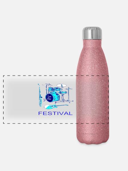 Jazz - Gourde isotherme panoramique pailletée 500 ml - paillettes roses - Devant