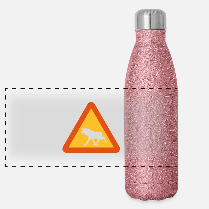 Vorsicht Elche! Panorama Glitzer Isolierflasche 500 ml